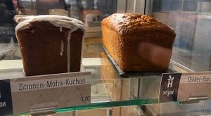 Coffee cakes (Kuchen) both vegan   at Haferkater - Hbf Essen in Essen