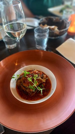 Aubergine lasagne at Troll Restaurant in Trondheim