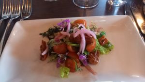Starter salad at Troll Restaurant in Trondheim