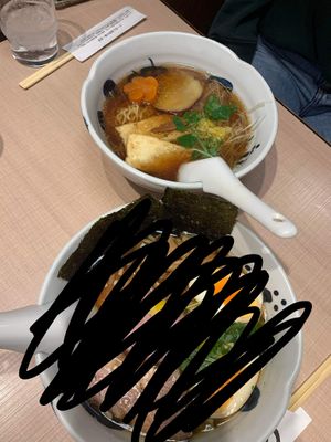 Scribbled out my sister’s Omni ramen!   at Yoroiya Ramen in Tokyo