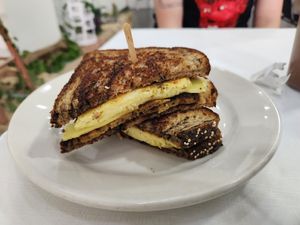 Steak egg and cheese breakfast sandwich at Love It Vegan  in Torrington