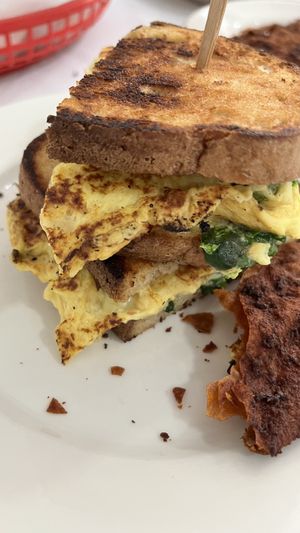 Egg veggies and cheese on gluten free bread   at Love It Vegan  in Torrington