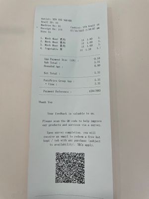 Luckily i paid via fairprice app discount 10% 🪓👶🏻🩸 at Jing Xin Yuan 净心园 -Yew Tee in West Singapore