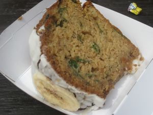 Banana, peanut butter and spinach cake at Pomodoro E Basilico  in West London