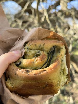 Wild garlic roll; with onion and courgette 😋  at Pomodoro E Basilico  in West London