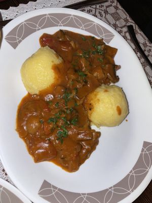 Mushroom stew with polenta   at Sergiana in Brasov