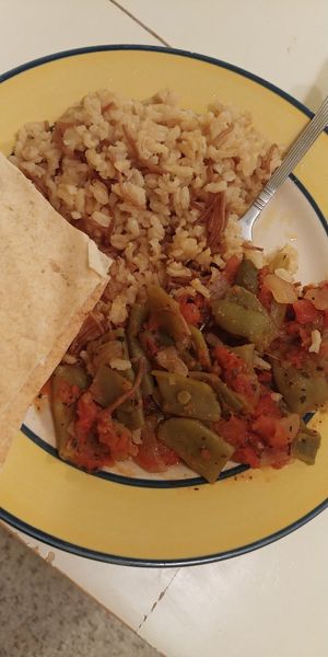 Loubie Plate, rice is good and the vegetables are delicious and tender at Aladdin's Eatery - Brier Creek Pkwy in Raleigh