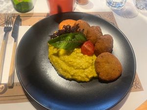 Vegetarian Choclo with Falafels  at Amukan Gourmet  in Chiloe