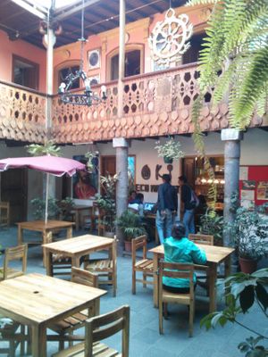 courtyard at Oki Eco Market in Quito