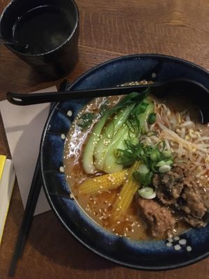 Nasu Tantan Ramen Suppe und Yuzu-Tee  at Iimori Vegan Ramen  in Berlin
