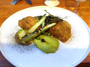 Polenta, aspargus and peas at La Belle Verte in Toulouse