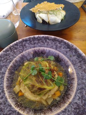Cabbage rolls and celeriac with black rice at La Belle Verte in Toulouse
