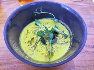 Carrot and almond soup at La Belle Verte in Toulouse