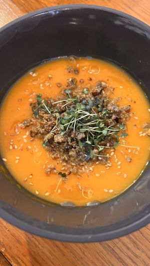 Butternut soup with chestnut crumblee  at La Belle Verte in Toulouse