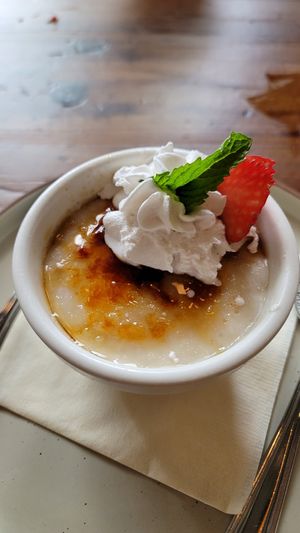 Vegan version of creme brulee at The Ginger Mule in Houston