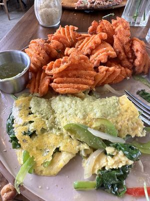 Garden Omelette 1/2 eaten pictured LOL  at The Ginger Mule in Houston