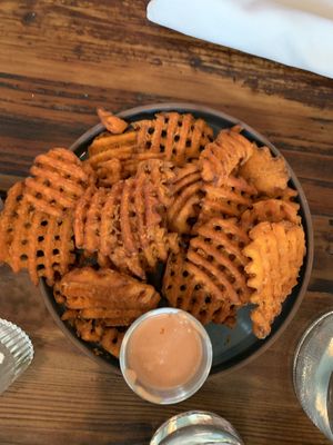 Sweet potato waffle fries  at The Ginger Mule in Houston