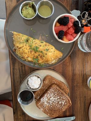 Jupiter’s Medley, with French toast and hearty omelet   at The Ginger Mule in Houston