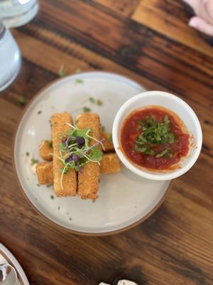 Tofu Cheese Sticks - they were ok. The breading did give it a slight “cheese stick” taste.   at The Ginger Mule in Houston