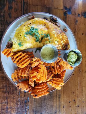 Hearty Omelette with mushrooms at The Ginger Mule in Houston
