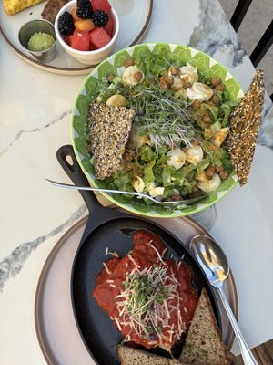 HUGE Caesar salad, definitely shareable for a table, and butternut squash lasagna   at The Ginger Mule in Houston