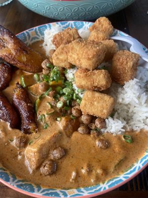 Cozy curry — shocked at how good it was. Crispy chick peas    at The Ginger Mule in Houston