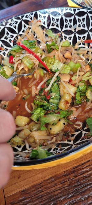 Vermicelli bowl: liquidy sauce at The Ginger Mule in Houston