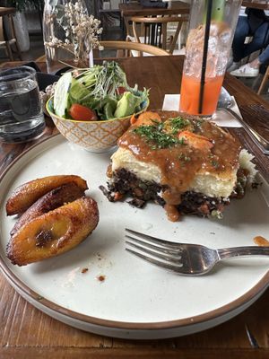 Vegan Shepherd’s Pie, Carrot/Pina Drink  at The Ginger Mule in Houston