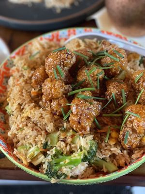 Fried rice with cauliflower bites 🤤  at The Ginger Mule in Houston