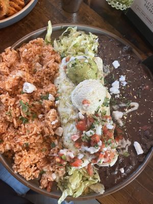 Enchilada plate that I would give a 3/5  at The Ginger Mule in Houston