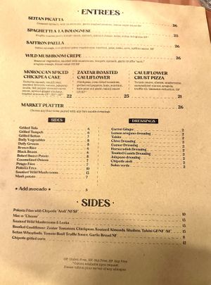 Menu: Entrees & Sides  at Candle in New York City