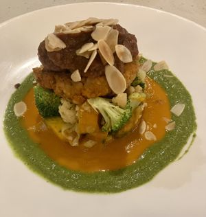 Moroccan Spiced Chickpea Cake, gluten-free version.  Our longtime dinner favorite, since they opened.  at Candle in New York City