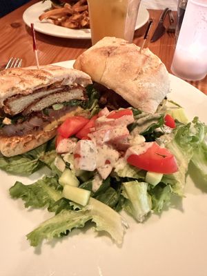 Cajun seitan sandwich with salad (jalapeño herb dressing)  at Candle in New York City