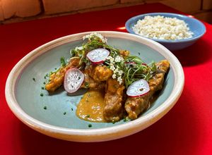 Seitán in orange sauce at Tribu de Fuego in Bogota