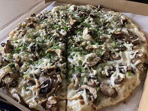 Mushroom pizza with vegan mozzzarella  at Sliver Pizzeria   in Lafayette