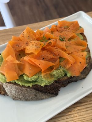 Avo toast with pickled carrot.  at January Coffee in Boulder