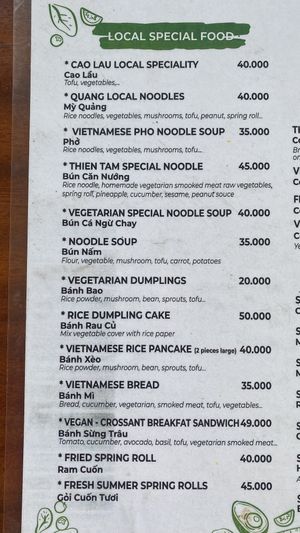 menu part1  at Com Chay Thien Tam  in Hoi An