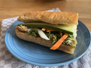 Vegan banh mi (halved) #Veganuary at Saveur de Bánh Mì in Berlin