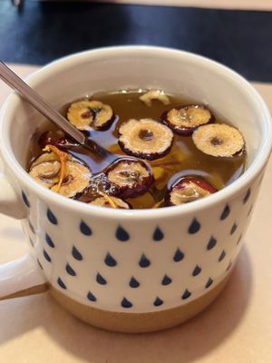 Cordyceps mushroom & red dried apple tea, glass (55k VND)  at Green Inn - Nhà hàng thuần chay in Hanoi