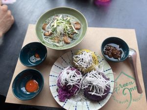 Pho + sticky rice (sauce soo good)   at Green Inn - Nhà hàng thuần chay in Hanoi