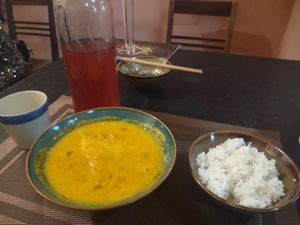 Red curry and tea at Green Inn - Nhà hàng thuần chay in Hanoi