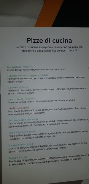 Special season menu at Grigoris Pizzeria  in Venice