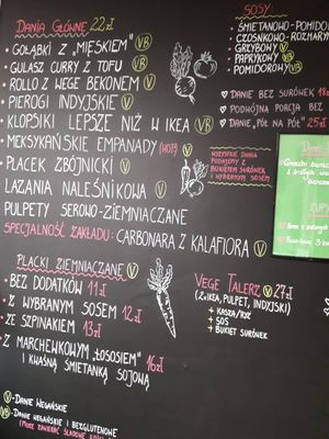 Menu at Karrotka in Torun