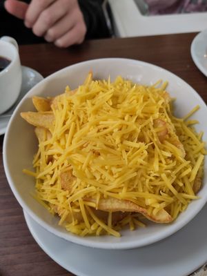 Vegan cheesey chips at Sapcote Garden Centre Cafe    in Leicester