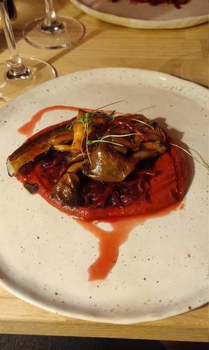 Main course, mushroom and beetroot. at Apaja in Tampere