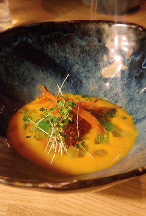 Carrot soup and smoked turnip at Apaja in Tampere