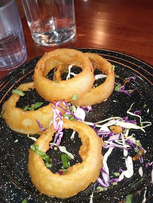 Appetizer - Onion rings, very nice size at Penelope's Vegan Taqueria - Andersonville in Chicago