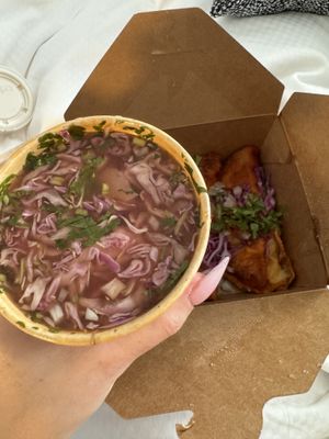 broth for birria tacos   at Penelope's Vegan Taqueria - Andersonville in Chicago