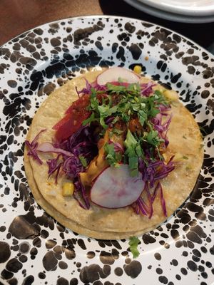 baja tacoooooooo at Penelope's Vegan Taqueria - Andersonville in Chicago