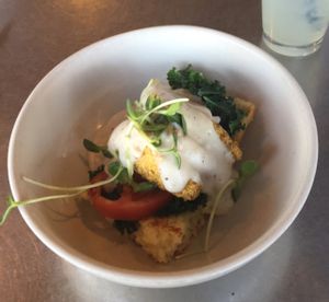 country fried tempeh (unfortunately not vegan)  at Ria's Bluebird in Atlanta